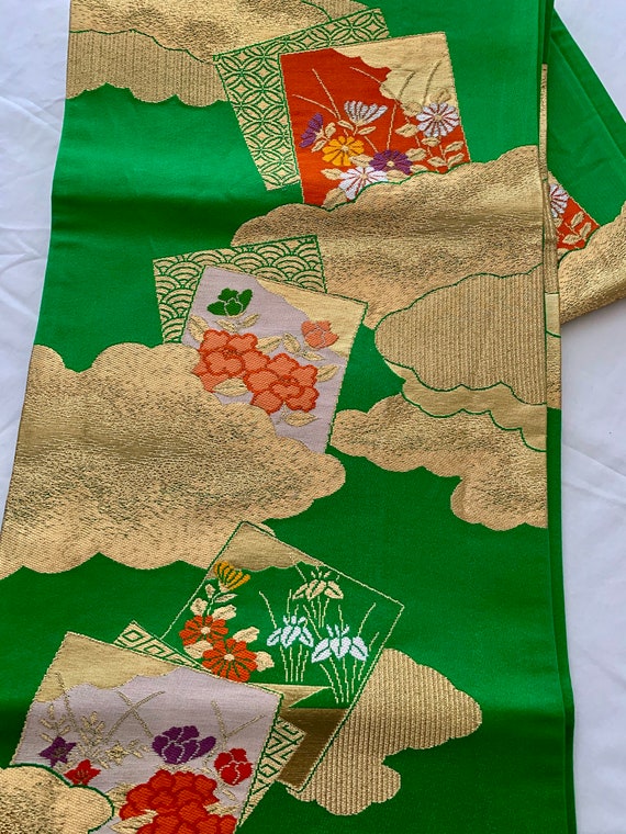 Japanese Kimono Christmas Fukuro Obi /Obi Sash/ K… - image 4