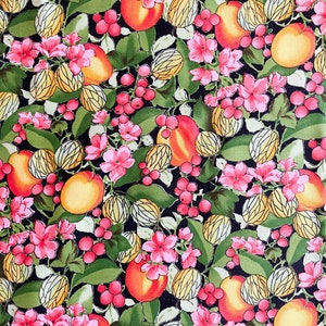 Bright Floral Cotton Fabric, Chelsea Garden by Printmakers International, 44&quot; Wide x 1 Yard Long