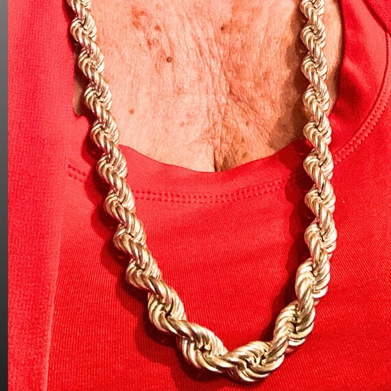 925 Solid Sterling Silver Rope Chain Necklace 30"… - image 3