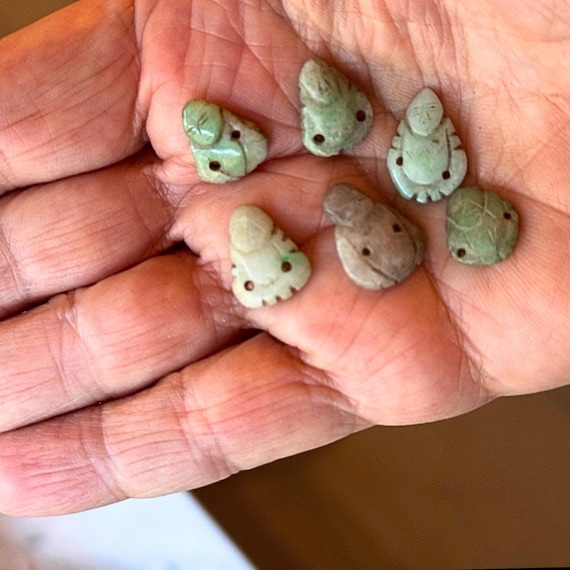 6 - 1930's Antique Jadeite Buddha Buttons - Beautifully Hand Carved Jade Robe Ornaments