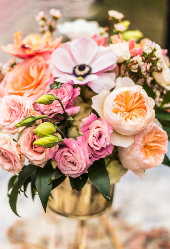 Gold Vase Pink Flower Photography Digital Download Wild Etsy