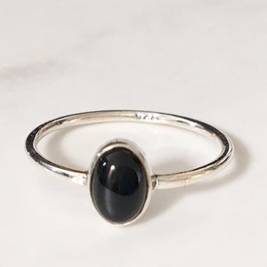 925 Sterling Silver Black Onyx Ring Stack Stackable Gemstone Sz 567 8 9 10 11 12, Black Onyx Silver Fine Stack Ring, Minimalist Ring