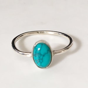 925 Sterling Silver Turquoise Ring Stack Stackable Gemstone Sz 567 8 9 10 11 12, Turquoise Blue Silver Fine Stack Ring, Minimalist Ring