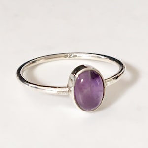 925 Sterling Silver Purple Amethyst Ring Stack Stackable Gemstone Sz 567 8 9 10 11 12, Amethyst Silver Fine Stack Ring, Minimalist Ring