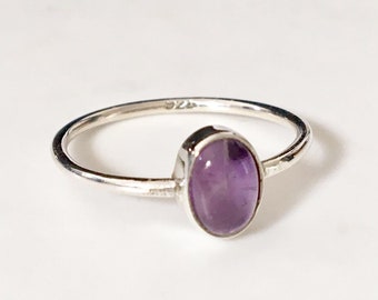 925 Sterling Silver Purple Amethyst Ring Stack Stackable Gemstone Sz 567 8 9 10 11 12, Amethyst Silver Fine Stack Ring, Minimalist Ring