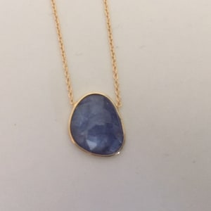 18K Gold on Sterling Silver Labradorite Necklace Oval Disc Gemstone Natural Stone Vermeil, Gold Labradorite Necklace
