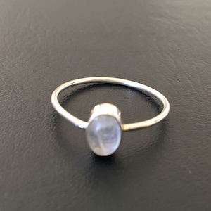 925 Sterling Silver Rainbow Moonstone Ring Stack Stackable Gemstone 567 8 9 10 11 12, Rainbow Moonstone Silver Fine Stack Ring, Minimalist image 4