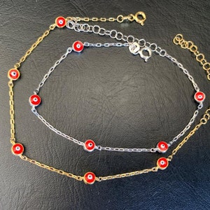 925 Sterling Silver Multi Evil Eye Bracelet, 18K Gold Vermeil Red Evil Eye Bracelet, Evil Eye Bracelet Enamel Evil Eye Bracelet, Mati Nazar
