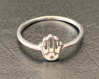 925 Sterling Silver Hamsa Hand Fatima Evil Eye Ring Sz 5689 10, Silver Hamsa Evil Eye Ring, Mati Nazar Protection Ring, Silver Hamsa Ring