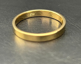 18K Gold 925 Sterling Silver 3 mm Flat Band Ring Stackable Minimalist Rings Woman Mens Band Ring, Wedding Band Rings Sz 5 6 7 8 9 10 Vermeil