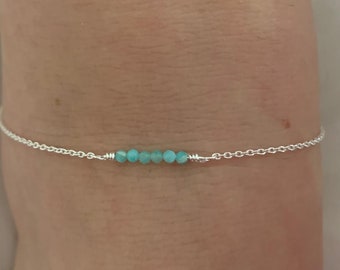 925 Sterling Silver Amazonite Gemstone Chain Anklet Women, Large Gemstone Anklet,  Blue Gem Chain Anklet, Gift for Women Bridesmaid