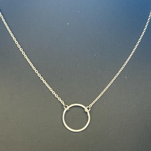 925 Sterling Silver Ring Open Circle Necklace, Circle of Life Pendant Necklace, Silver Infinity Karma Necklace