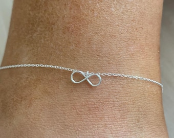 925 Sterling Silver Infinity Chain Anklet Girls Child Women, Karma Chain Anklet, Friendship Charm Anklet, Gift for Girls Women Bridesmaid