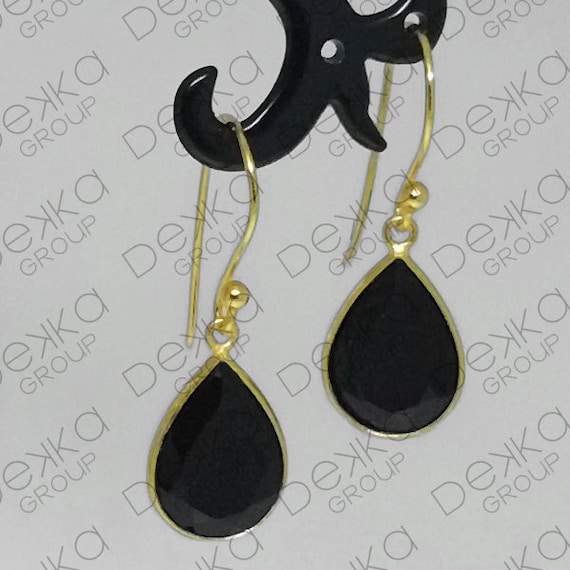 Orecchini con Onice Nero in argento dorato - Dimora degli Angeli Gioielli