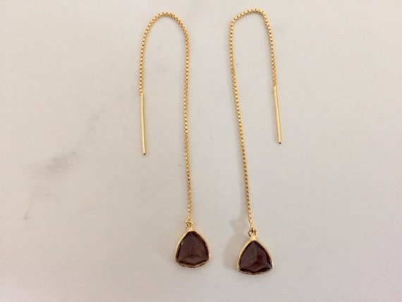 Sterling Silver Smoky Crystal Threader Earrings Sterling Silver Smoky Crystal Threader Earrings