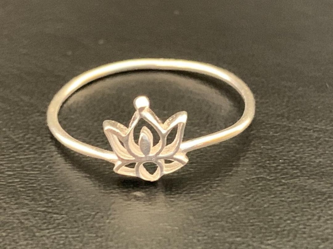 Dainty Lotus Flower Ring - 925 Sterling Silver Beaded Band, Handmade & Gift Ready - View #8