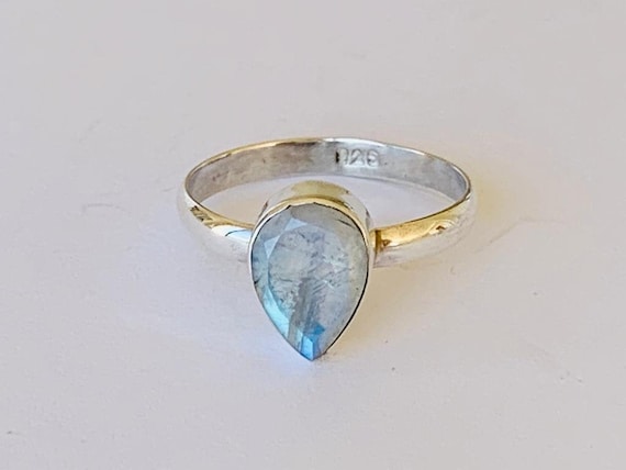 Moonstone Stackable Ring Teardrop Sterling Silver, Sizes 5 to 9 Moonstone Stackable Ring Teardrop Sterling Silver, Sizes 5 to 9
