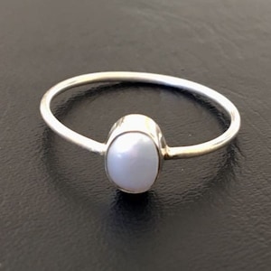 925 Sterling Silver Freshwater Pearl Ring Stack Stackable Gemstone 567 8 9 10 11 12, White Pearl Silver Fine Stack Ring, Minimalist, Bride