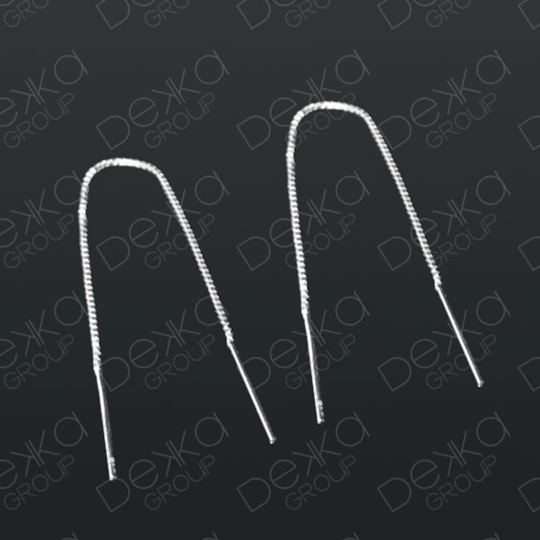 925 Sterling Silver Chain Threaders, Silver Box Chain Threader Earrings ...