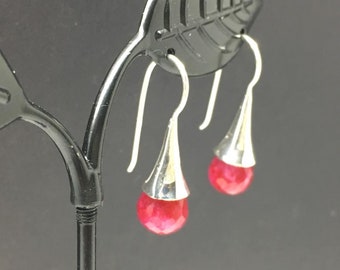925 Sterling Silver Ruby Teardrop Drop Earrings Gemstones, Pear Shape, Red Silver Earrings, Ruby Silver, Faceted Ruby Bridesmaid Gift