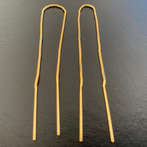 Threader Earrings Gold Etsy