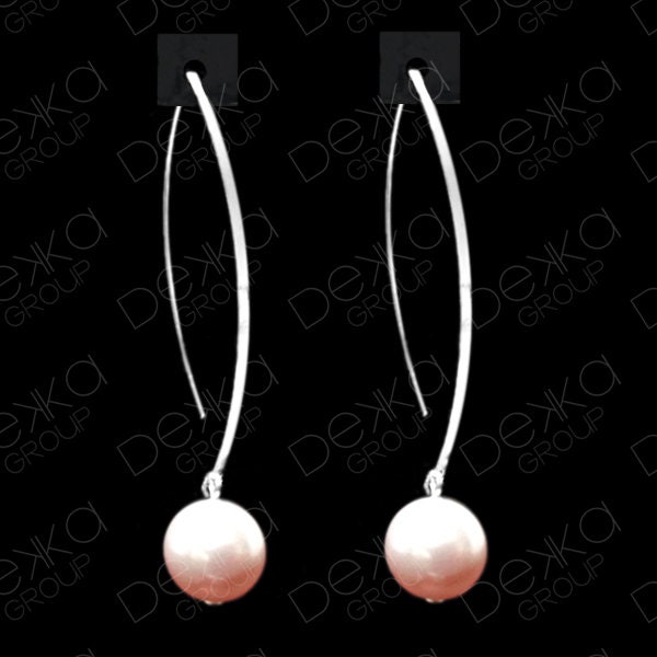 925 Sterling Silver Made With Pink Swarovski Pearl Drop Earrings,  Pink Pearl Bridesmaid Gift, Wedding Earrings, Pink Pearl Earrings
