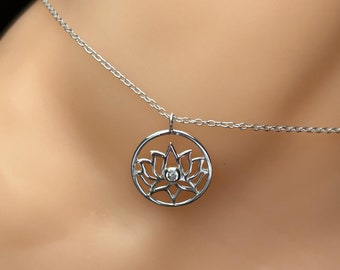 Fotlänk med lotusblomma i 925 sterlingsilver, flickor och kvinnor, fotlänk med kubisk zirkonia och CZ-kedja, fotlänk med lotusberlock, present till brudtärna