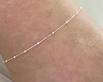 925 Sterling Silver Balls Chain Anklet Girls Child Women, Ball Chain Anklet,  Satellite Chain Anklet, Gift for Girls Women Bridesmaid