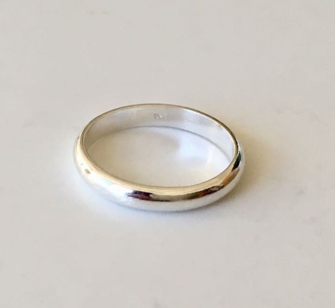 Slightly Rounded Ring Band 925 Sterling Silver 3 Mm Rounded Band Ring, Stackable Minimalist Rings ...