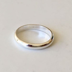 925 Sterling Silver 3 mm Rounded Band Ring, Stackable Minimalist Rings, Woman Girls Band Ring, Wedding Band Rings, Sz 5 6 7 8 9 10