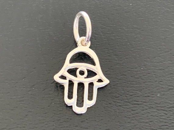 925 Sterling Silver Hamsa Hand Evil Eye Pendant, Sterling Silver Hand Fatima, Sterling Silver Hamsa Pendant, Add on Charm Bracelet Necklace