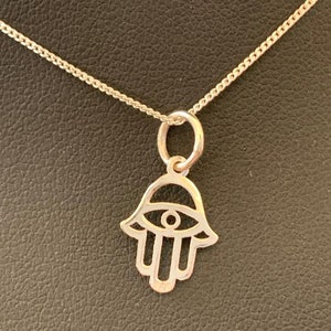 925 sterlingsilver Hamsa hand onda ögat halsband, hand Fatima Mati Nazar halsband, lyckaskyddshalsband, present till barn eller kvinna flicka