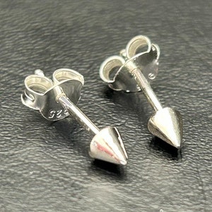 925 Sterling Silver Small Spike Stud Earrings, Mini Spikey Studs,  Earrings for Men Women Children Girls, Silver Gothic Punk Studs