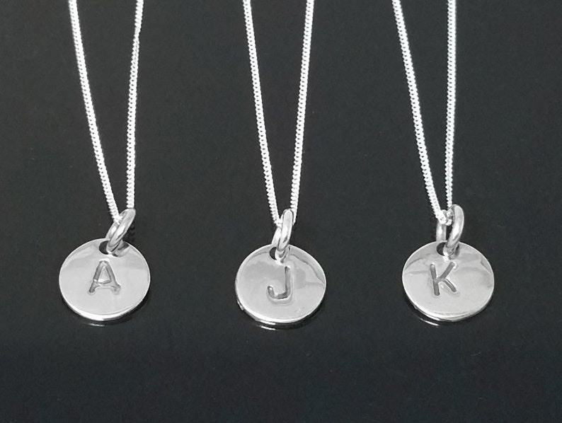 Sterling Silver Initial Necklace Monogram Disc Personalised Etsy