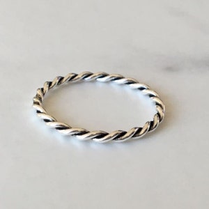 925 Sterling Silver Twist Band Ring Stack Stackable 4 5 6 7 9 10 11 12, Thin Fine Stack Ring, Minimalist Silver Twist Rope Ring Girl Women