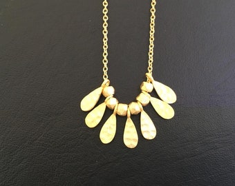 18K Gold on 925 Sterling Silver Teardrop Necklace, Gold Multi Teardrop Necklace, Gold Vermeil Teardrop Pear necklace