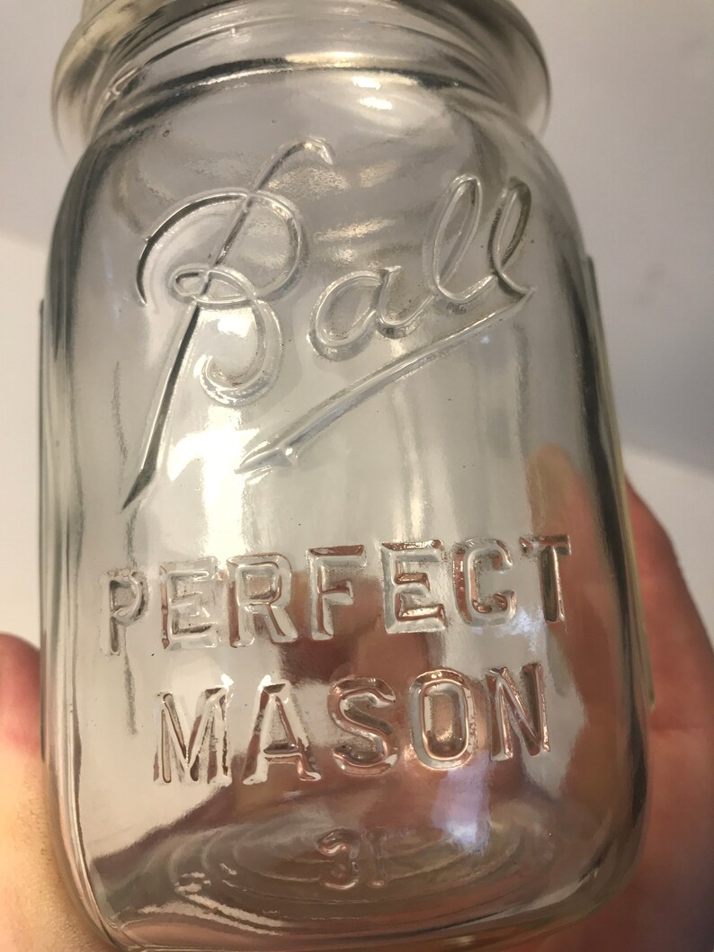 Ball perfect mason Clear pint jar with grips 19331962 Etsy