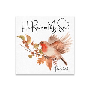Bible Verse Bird Canvas Art: Psalms 23, Christian Wall Decor