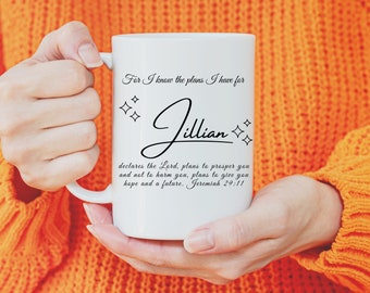 Jeremiah 29:11 Bible Verse Mug, Personalized Christian Gift