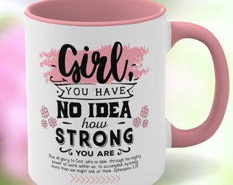 Graduation Gift Idea, Gift For Christian Friend, Mug Gift For Woman, Bible Verse Mug With Message For Strong Women, Empowering Daily Quote