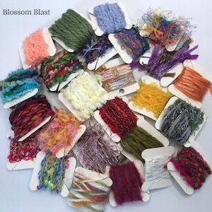 Variety of Bijou Grab Bags 25 yarns (50-yards) color coordinated for fiber arts, collage, miniature elements, and much more!