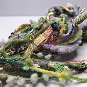Song of the Meadow Yarn Sample/Fiber Bundle 24-yards for miniature elements, embellishments, weaving, slow stitch, doll making and more!