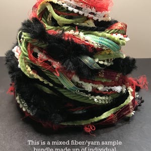 Beam Me Up, Scotty Mixed Fiber/Yarn Sample Bundle 24-yards for weaving, knitting, slow stitch, tassels, gift baskets, embellishments & more!