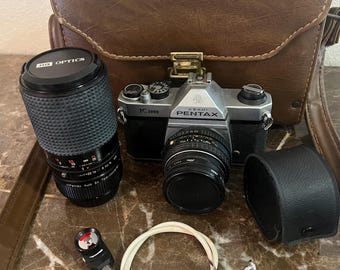PENTAX ASAHI K1000 35mm Film Camera w/ 50mm Pentax-M Lens, Bag and Tiffen Filters