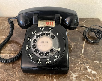 1972 Western Electric Model 500 Rotary Desk Phone – Mid Century Black Landline