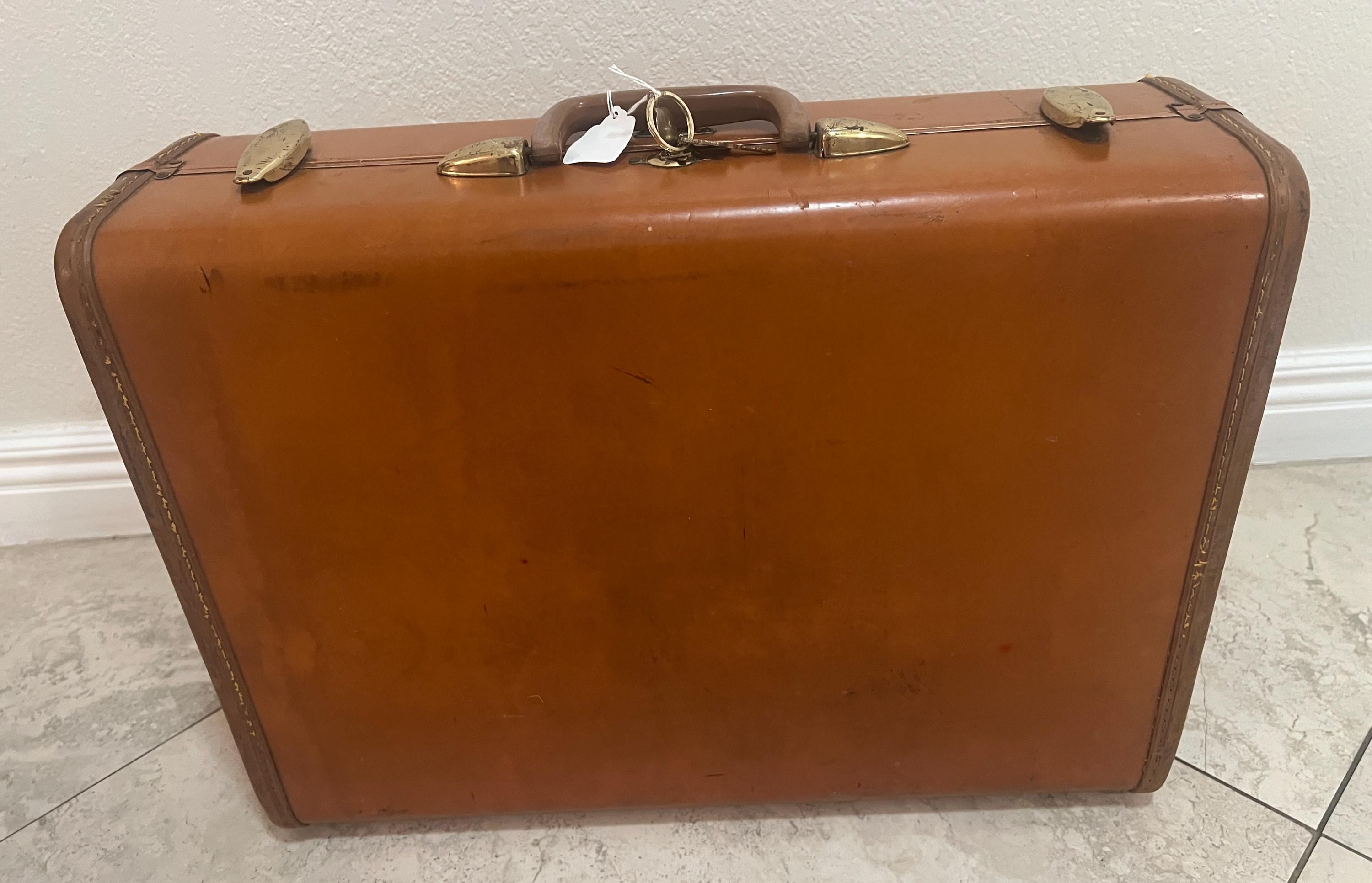 Vintage Samsonite Shwayder Bros Suitcase 1950s Hard Shell Pecan