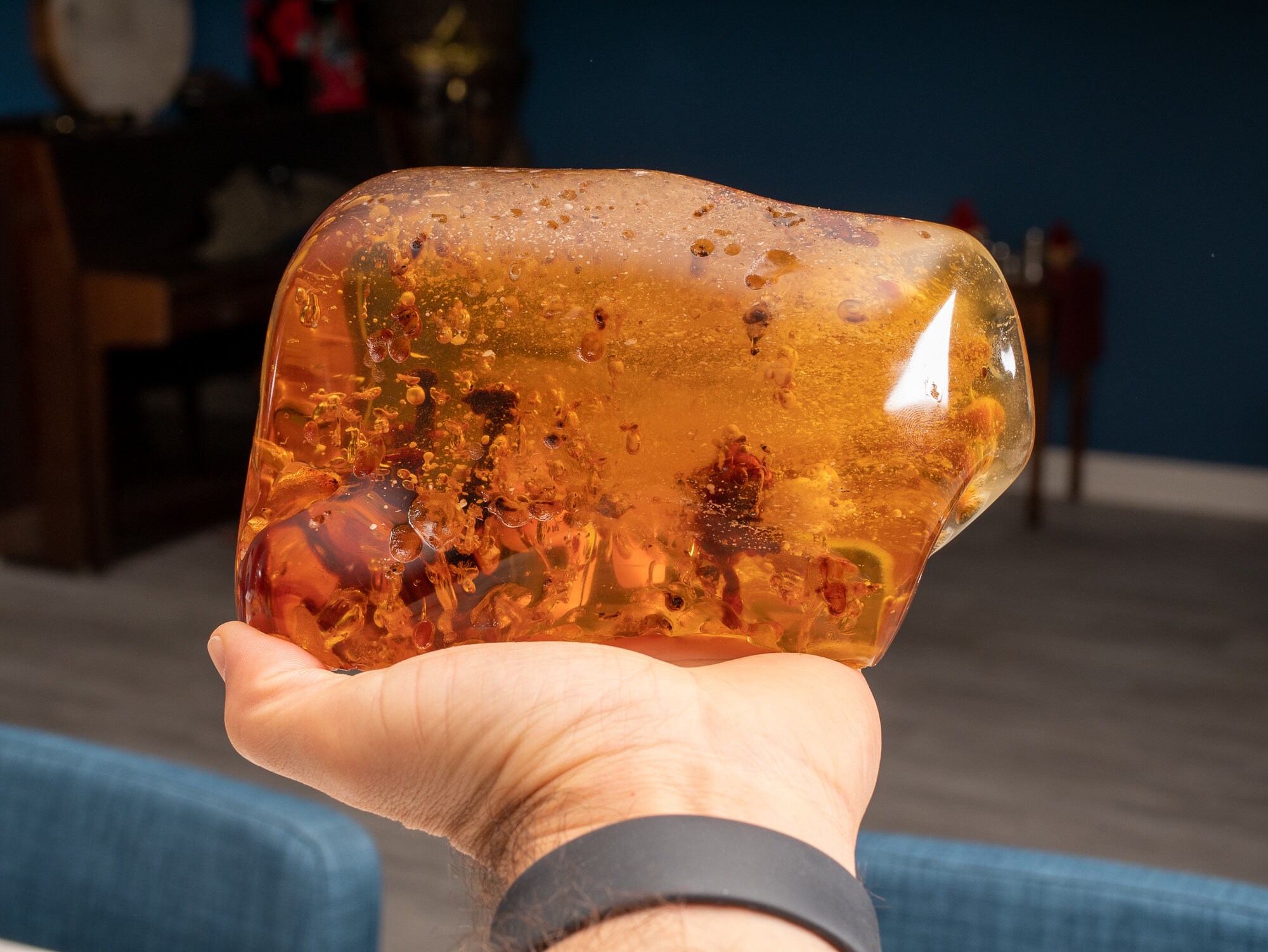 #1001 New Jersey Amber w/ Turbid Amber, Orgnic Debris, Fine Bubbles and  Plant Material