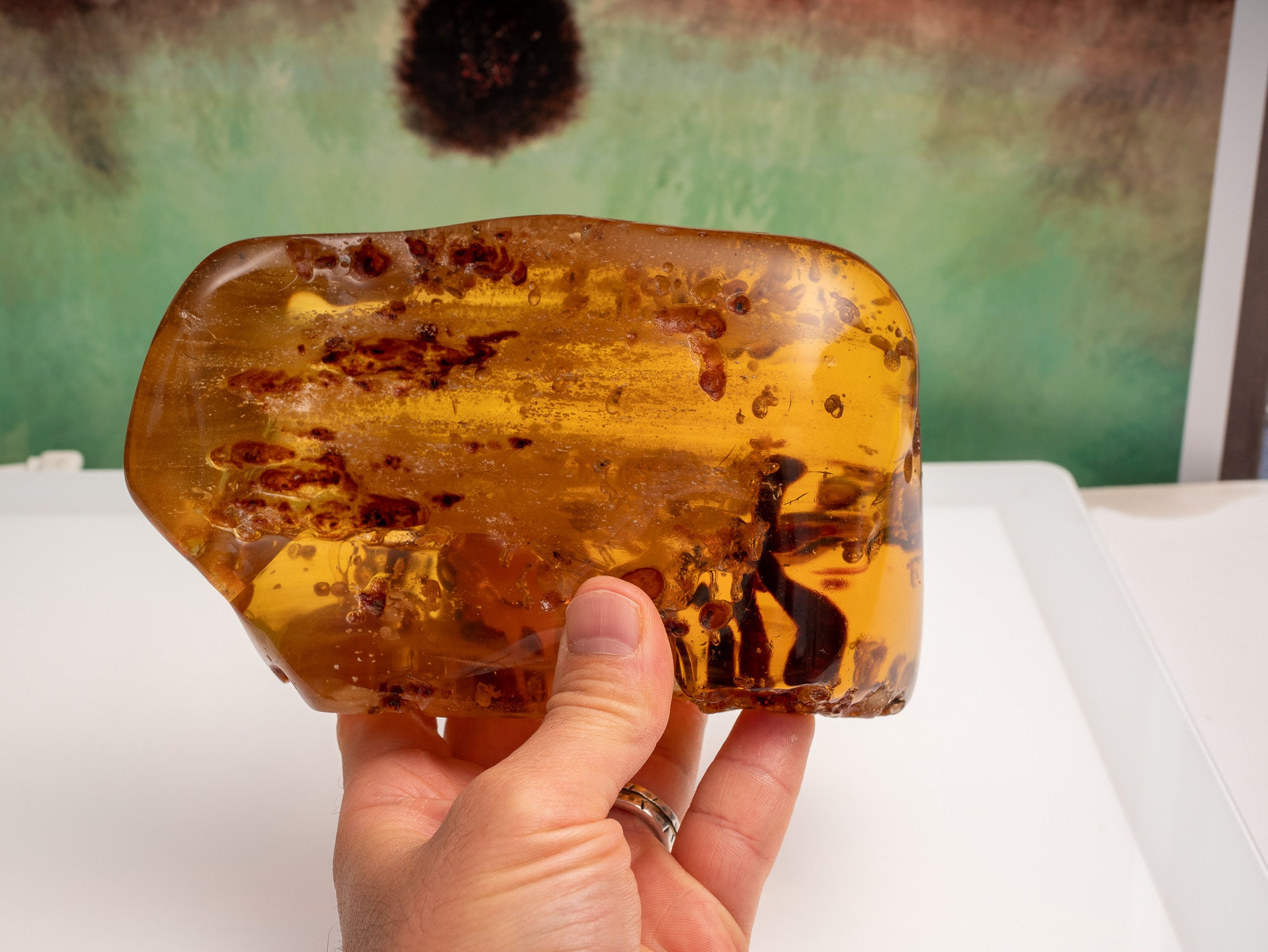 #1001 New Jersey Amber w/ Turbid Amber, Orgnic Debris, Fine Bubbles and  Plant Material