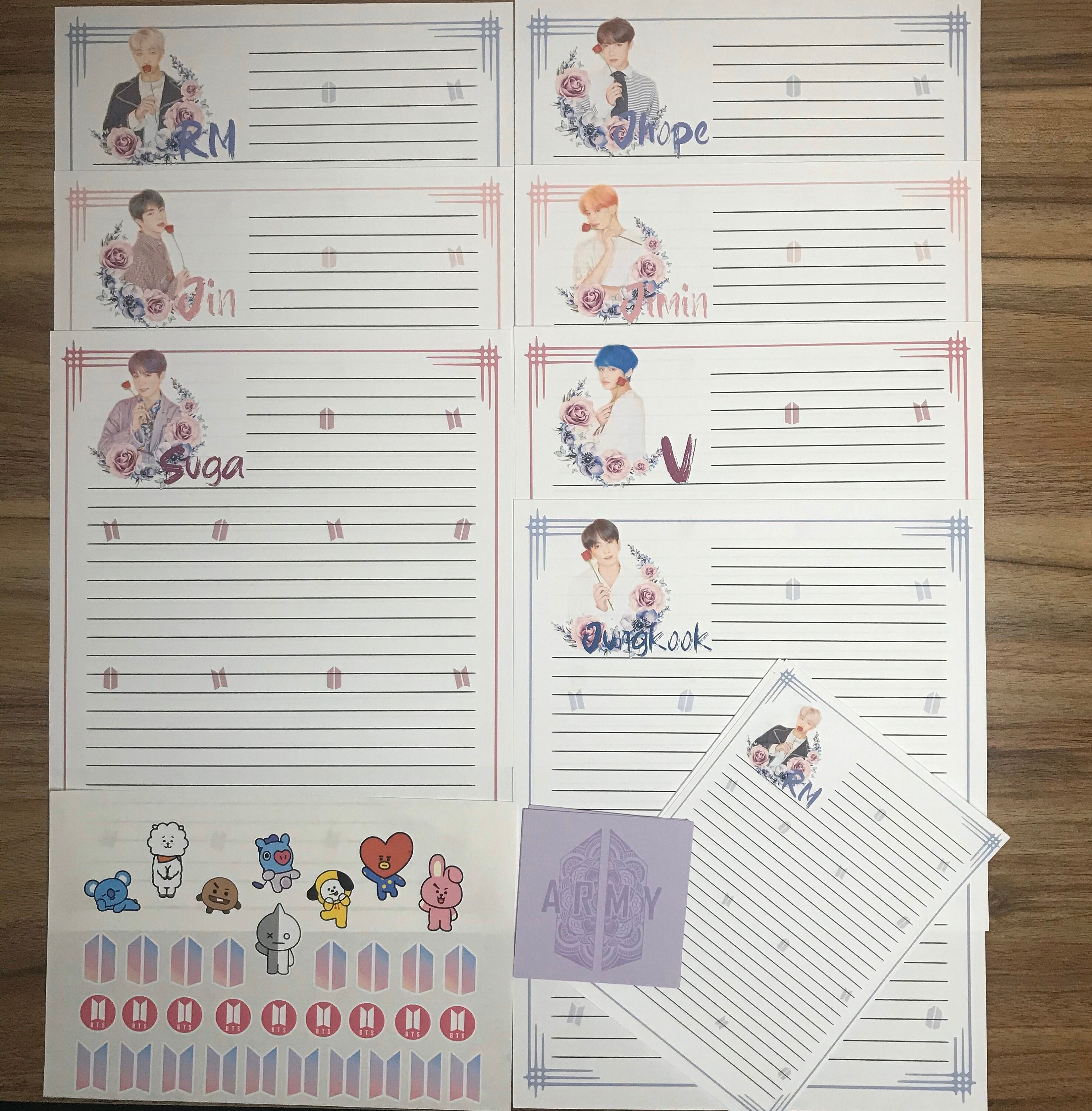 BTS Stationery Set 27 Piece Letter Paper Memo Squares A7 Note