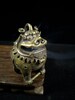 Vtg Ornate Asian Brass INCENSE Cone Holder, copper incense burner, Foo Dog Lion dragon statue, Art Decor figures '狻猊 ' bronze sandalwood Zen 